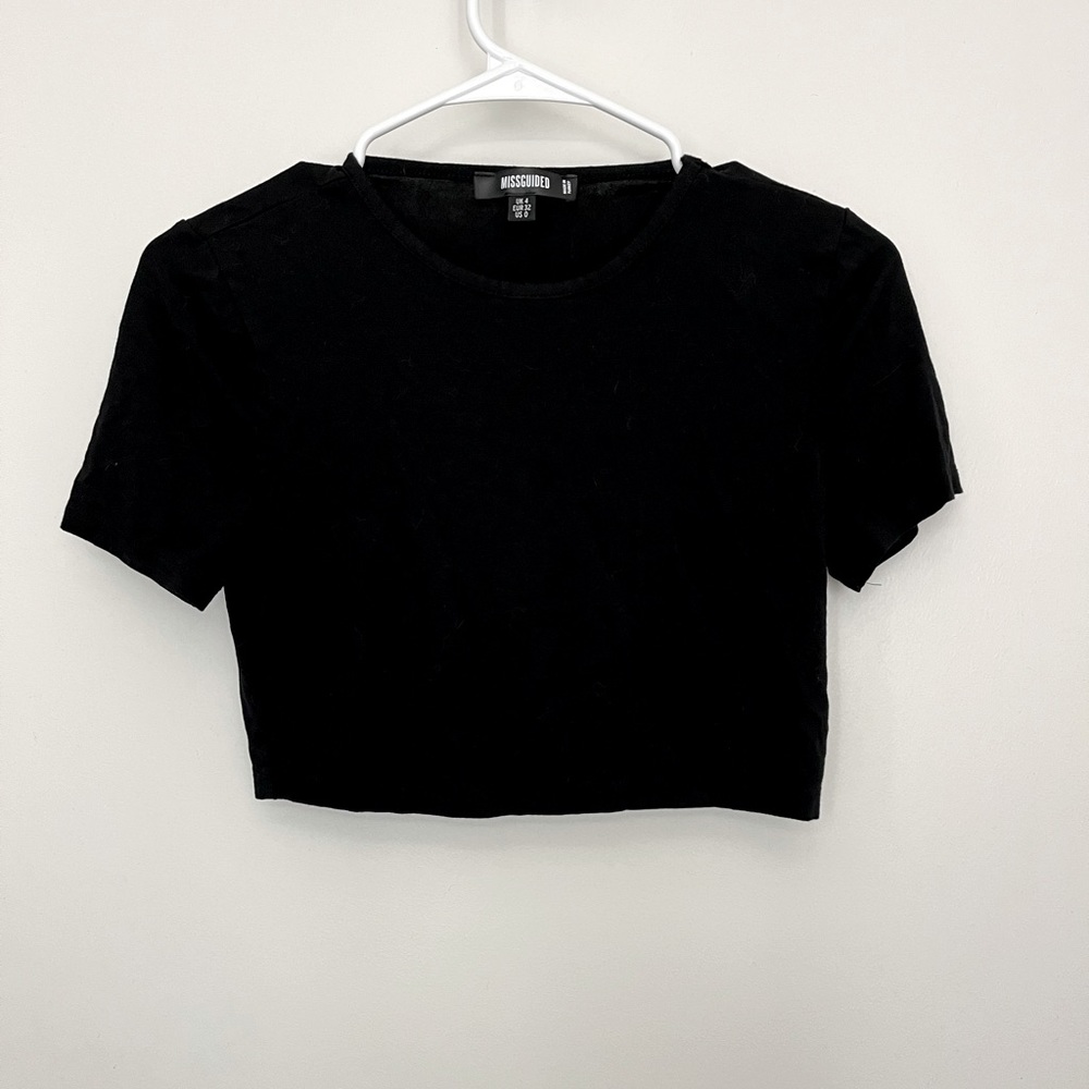 missguided black crop top, US 0